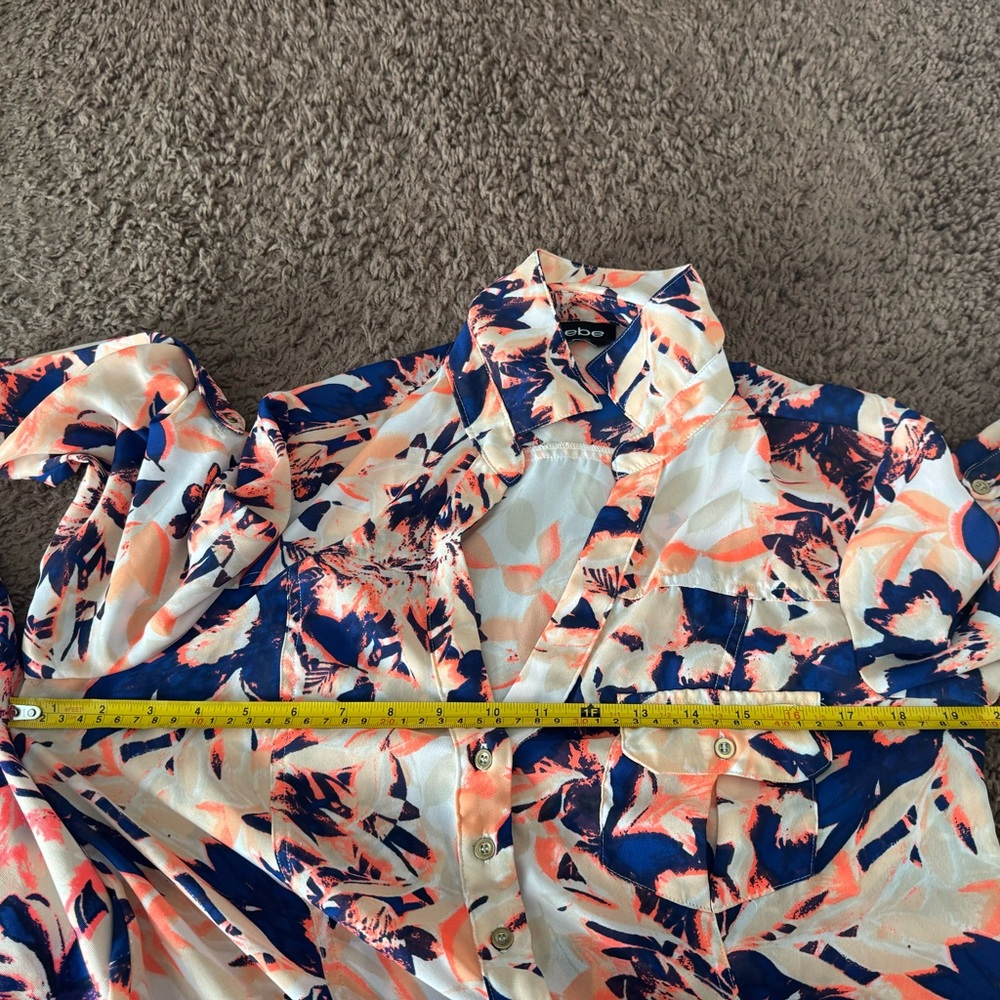 BEBE Tropical Neon Orange Blazer Blouse Set 2 Pieces Size M Medium - Picture 8 of 11